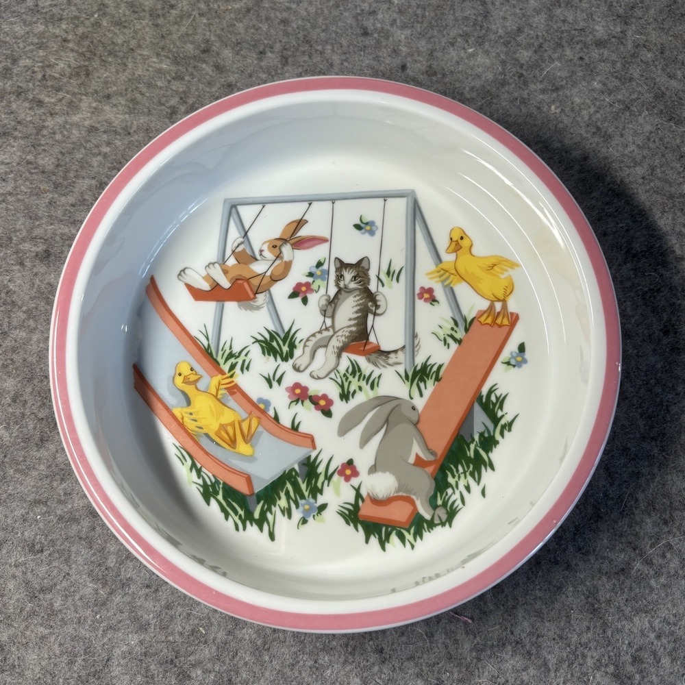 Tiffany playground by Tiffany & Co. 1992 children's ceramic bowl animals 6.5"